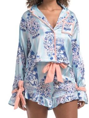 8 OAK LANE Satin Floral Print Pajama Set